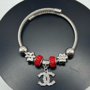 Silver and Red Charm Bracelet